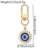 Tornario blu Evil Eye Keechain in lega di rinestone Sun Floro Round Ring Dare Donne Donni uomini colorati Cavali Cavalchi Araganna BASSO CUSCHLE ACCESSIONI CHIAVI CHIAVE BUT