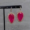 Orecchini a pennaglie Y.ying Big Teargrop Red Quartz Crystal Hook per donne gioielli di lusso
