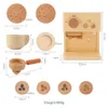 Kitchens Play Food Kid Wooden Kitchen Toy Set Enfants Simulate Coffee Machine Miniature Kitchen Children Cosplay Play House Educational Toy Gift 2443