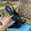 Slingbacks klackar lyxiga baotou sandaler för kvinnor nya fairy fenghou tomma singelskor med kattklackar och pekade höga klackar kattunge klack sandal