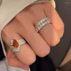 Bagues de cluster S952 Bague en argent 2 Carafonda Orange Mini Set avec Zircon 6 9 en forme de poire belle