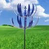 Trädgårdsdekorationer metall vindrotator borttagbar roterande väderkvarn blå hållbar reflekterande med markpluggskonst hantverk dekoration