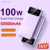 Telefonkraftcellbanker 50000mAh 100W Super Fast Charging Bank Portable Charger Battery Pack Powerbank för iPhone Huawei Samsung New 2445
