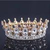 Luxury Vintage Gold Wedding Crown Alloy Bridal Tiara Baroque Queen King Crown Gold Color Rhinestone Tiara Crown5592372