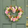 Dekorativa blommor Hjärtformad krans Floral Rose Artificial Garlands Door for Wedding Home