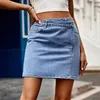 Jupes 2024 Femmes Summer Denim Jupe courte Fashion Affinerie irrégulière Sexy Mini Jeans Vêtements féminins décontractés S-2xl