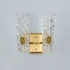 Lâmpada de parede IWP Cobre Ouro Luz LED Cristal Minimalista Sconce Sala de estar Quarto Estudo Corredor Decoração Water Ripple E14