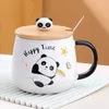 Mugs Creative Cute Cow Mug With Spoon Lid Cups And Kawaii Of Coffee Tea Ceramic Cup Set Drinkware Go