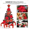 Fleurs décoratives 24 PCS Poinsettia de Noël artisanat artificiel avec des clips tiges