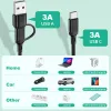 Cordon de charge rapide Fonken 3 en 1 pour iPhone Huawei Micro USB Type C Câble de chargeur 1,2 m Port Multi USB Cordon de chargement USB