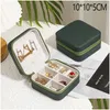 Smyckeslådor Box 3-lagers Green Stud Organizer Stor ringhalsband Makeup Holder Case Veet med lås för Drop Delivery Dhllt