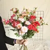 装飾的な花高品質5ヘッドチャイニーズローズホームリビングルーム装飾アクセサリーテーブル結婚式の人工偽パーティー用品