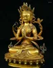 Decorative Figurines Old Tibet Buddhism Temple Bronze 4 Arms Chenrezig Goddess Buddhas Statue