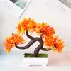 Decorative Flowers Simulation Cherry Blossom Tree Potted 27X21CM Artificial Moth Orchid Bonsai Green Plant Home Decoration Triangle Plum