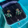 Exquisite Flower Earrings Designer Diamond Earrings For Women High Quality Colored Stone Jewelry Earrings Ladies Birthday Social Valentine Gift With Box
