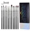 Jessup Eyeliner Brushes set11pcs Pro BrushesTapered Angled Flat Ultra Fine Precision Eye Makeup brushes set T324 240403