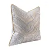 Pillow Square Silver Gray Gold Abstract Striped Case Luxury Modern Throw Cover Decorative