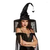 Beretti Cappello da stregone nero per Halloween Party Fringed Fringed Wizard Cosplay Costume Testaggio universale Carnivali universali