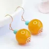 Pendientes colgantes de 12 mm Amarillo amarillo natural Turquesa Año de la acuicultura Aquacultura Regalos Fashion Fashion Día de Acción de Gracias Regalos Carnaval