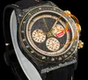 Diw Cream Invert Gold Carbon SA4130 Chronograph Automatic Chronograph Mens Watch N6F V2 Black Yellow Dial Nylon Strap Super Edition Même carte de série Puretime Reloj Hombre Ptrx