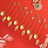 Forks Cartoon hanger bestek set feestelijk roestvrijstalen sneeuwpop ontwerp voor thee -koffie desserts kerst lepels kinderen