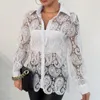 Женские блузкие рубашки свободно подходят для V-образного выхода элегантная рубашка с кружевным пусты
