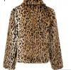 Europe et les États-Unis imitation fourrure manteau de revers féminin en fourrure léopard de fourrure