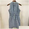 Robes décontractées de base High Street EST Robe d'été Femmes sans manches Sans manches à franges à franges frangés Denim 210521 Drop Livraison AP DHTSC