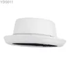 Breitkrochhelme Bucket Gemvie 100% Wollmenschen Schweinslederhut geeignet für Papa Uniex White Black Top Ladies Gentlemen Bowler Fedora YQ240403