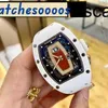 Titta på Mechanical Automatic Movement Ceramic Dial Waterproof Swiss Movement Top Quality Women's Women's RM037 White Ceramic Red Lip Women's LuxuryCrp0