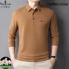 Bordado biem.l.fdlkk masculino de camisa de pólo de mangas compridas de mangas compridas camisa de waffle de waffle camiseta casual para homens de ponta