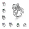 Ringar hoyon sliver färgimitation safir/smaragd/vit/rosa ädelsten ring för kvinnor bröllop blommor smycken gratis fartyg
