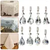 Dekorativa figurer POGRAFI PREP SET AV 4 TEABLEDROP TABLEDDECHOTH PENDANTS METAL CLIP Hem Dekoration Glänsande glasprism