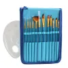 Brushes 12pcs Art Painting Brushes weasel hair paint brush gouache Watercolor Oil Paints Set with Color Palette and Pencil Case