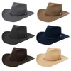 Beretten coole cowboyhoeden pu riem platte tophoed unisex rollenspel feestkostuum fedoras