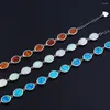 Länk armband grossist detaljhandel oval drop form eld Opal Chain Charm med hummerlås