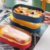 Dijkartikelen Portable Dubbellaags Lunchbox voor kinderen kan in de magnetron worden verwarmd opslagcontainer