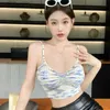 Women's Tanks Camis Tank Top Women Built In Bra Spaghetti Strap Crop Tops Womens V-Neck Skinny Camis Female Color Casual Almighty Dropship Y240403