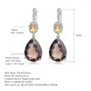 Dangle Earrings Gem's Ballet 10.44ct Smoky Natural Smoky Quartz الصفراء السترين 925 Sterling Silver Drop للنساء GIT Fine Jewelry