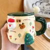 Mugs 400ml Ceramic Christmas Mug Cartoon Santa Cup Coffee Gift With Lid Home Kitchen Drinkware Xmas