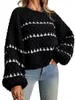 Damestruien voor vrouwen 2024 Gestreepte oversized oversized trendy casual Crew Neck gebreide tops pullover jumper