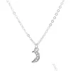 Hänge halsband Moon Border Jewelry Wild Curved Diamond Necklace ClaVicle Chain Drop Delivery Pendants DHMTV