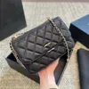 Saco de corrente de bola de ouro duplo crossbody couro pequeno saco de couro caviar diamante saco de verificação de luxo feminino bolsa de embreagem explosão celebridade squar