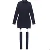 Basic Casual Kleider Womens 2021 Herbst y Feste Farbe langer Langarm hoher Hals Schlanker Hüfthaken Socken für weiße Drop -Lieferkleidung DHGX7 DHGX7