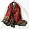 Scarves Long Red Scarf Fashion Beach Shawl Women Head Silky Wrap All Season For Ladies Multifunctional