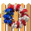 Decorative Flowers Red White Blue Wreath Festival Garland Decoration Memorial Day Holiday Patriotic