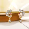 Boucles d'oreilles pendantes de luxe en Zircon rouge phénix pour femmes, bijoux de styliste, cadeau de fête