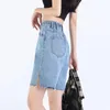 Shorts femininos moda azul denim mulheres verão cintura alta solta perna larga calças curtas sexy split borla menina todos os jeans