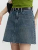 Urban Sexy Dresses Chic Ven Women kjolar retro mini a-line delad rå kant denim kort kjol för flicka modedesign damer kläder sommar 2023 240403