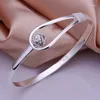 Bangle Silver Color Exquisite Luxury Gorgeous Fashion Wedding Women Lady Armband Charm Stamped Nice Birthday Present B179